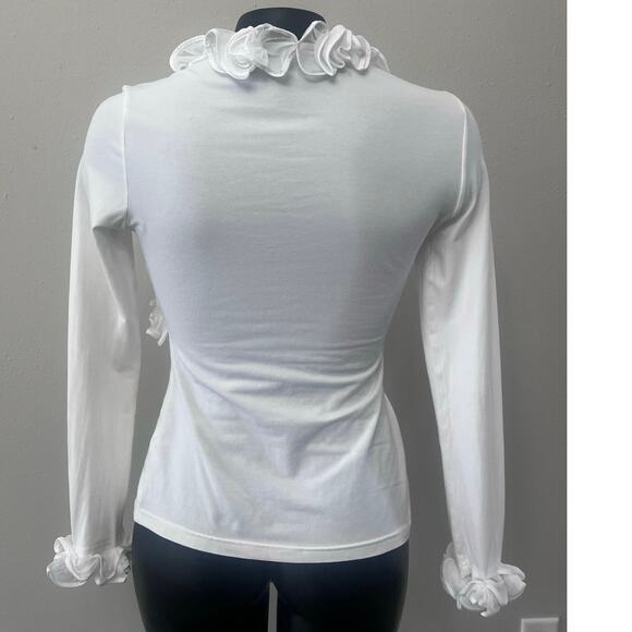 Anne Fontaine Ruffled Faux Wrap Blouse Women’s 38 (US 6) France Made Glam Preppy - Picture 2 of 8